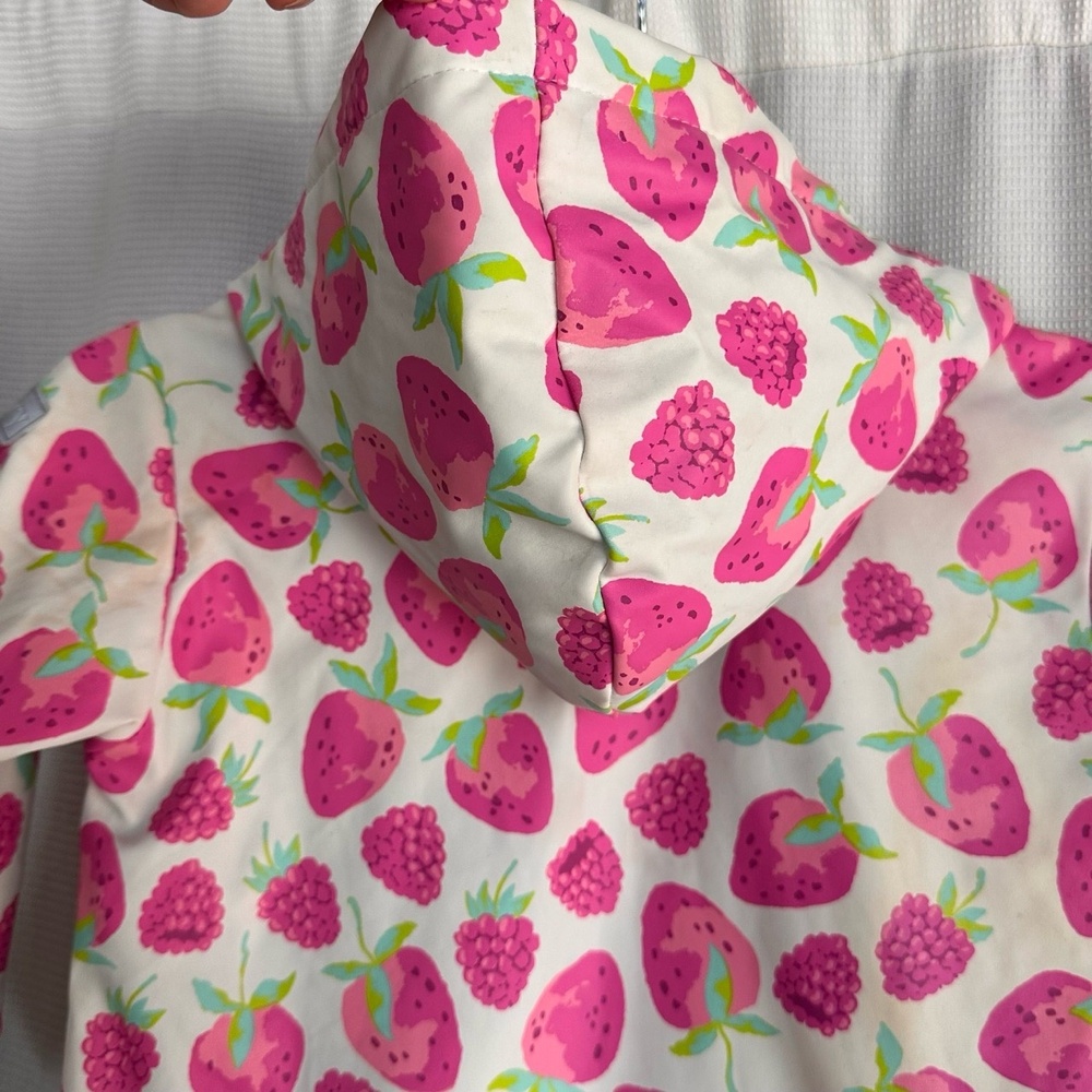 Hatley‎ Strawberry Print Hooded Girls Size 3 Raincoat Jacket - Picture 5 of 9
